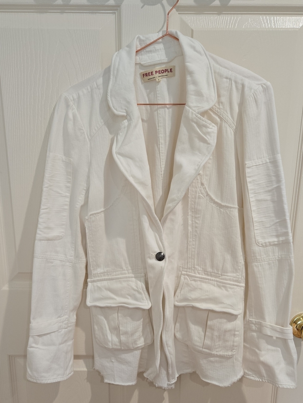 Free People 100% Cotton Edgy Blazer Size S